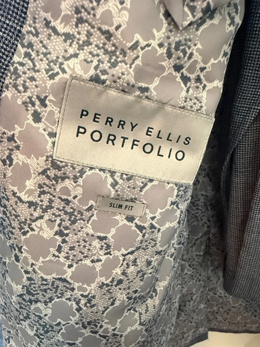 Men's Light Blue Textured Perry Ellis Suit